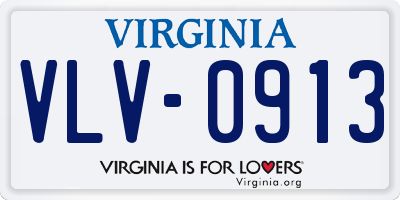 VA license plate VLV0913