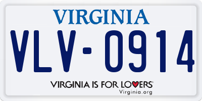 VA license plate VLV0914