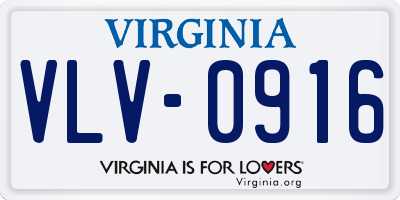 VA license plate VLV0916