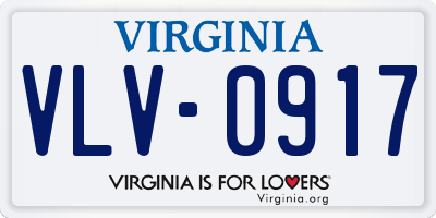 VA license plate VLV0917