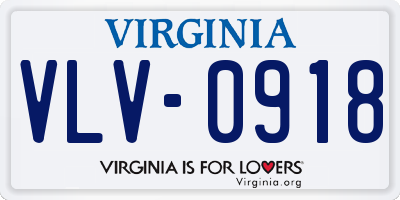 VA license plate VLV0918