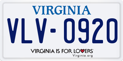 VA license plate VLV0920