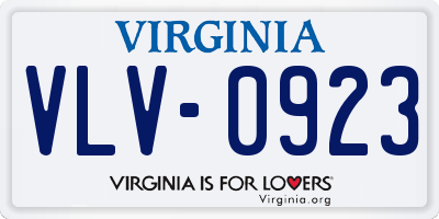 VA license plate VLV0923