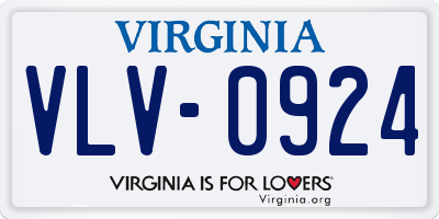 VA license plate VLV0924