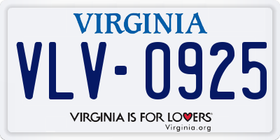 VA license plate VLV0925