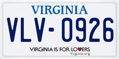 VA license plate VLV0926