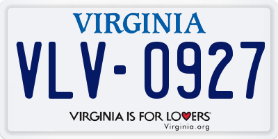 VA license plate VLV0927