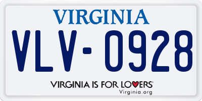 VA license plate VLV0928