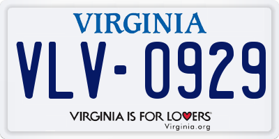 VA license plate VLV0929