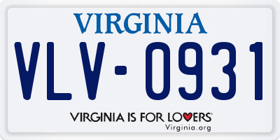 VA license plate VLV0931