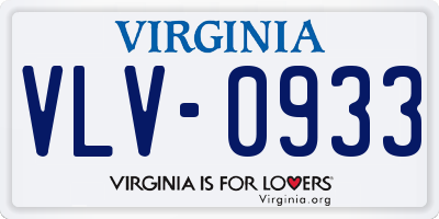 VA license plate VLV0933
