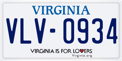 VA license plate VLV0934