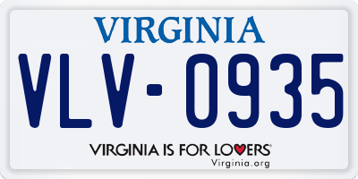 VA license plate VLV0935