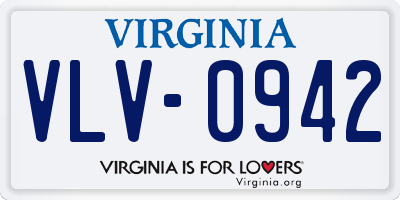 VA license plate VLV0942