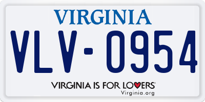 VA license plate VLV0954