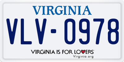 VA license plate VLV0978