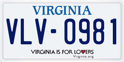 VA license plate VLV0981
