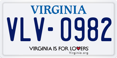 VA license plate VLV0982