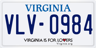 VA license plate VLV0984