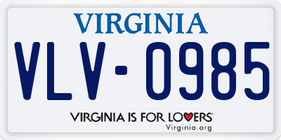 VA license plate VLV0985