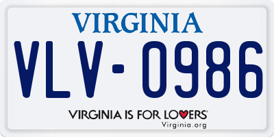 VA license plate VLV0986