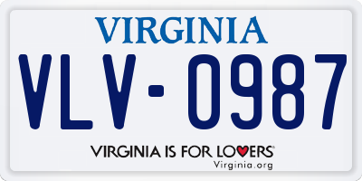 VA license plate VLV0987