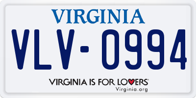 VA license plate VLV0994