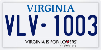 VA license plate VLV1003