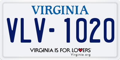 VA license plate VLV1020