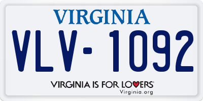 VA license plate VLV1092