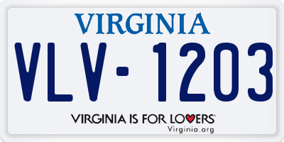 VA license plate VLV1203