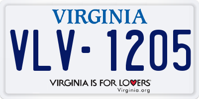 VA license plate VLV1205