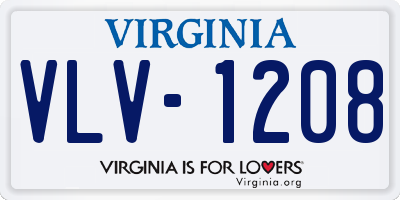 VA license plate VLV1208