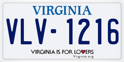 VA license plate VLV1216