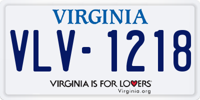 VA license plate VLV1218