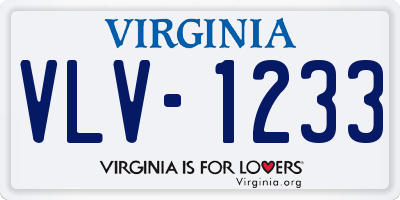 VA license plate VLV1233