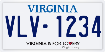 VA license plate VLV1234
