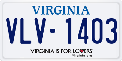 VA license plate VLV1403