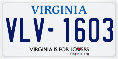 VA license plate VLV1603