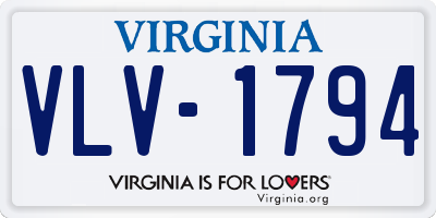 VA license plate VLV1794