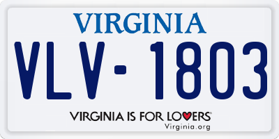 VA license plate VLV1803