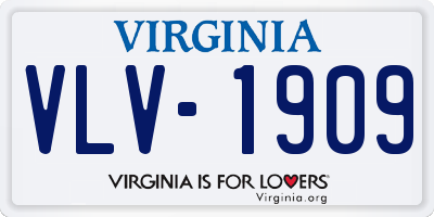 VA license plate VLV1909