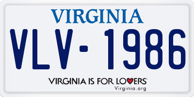 VA license plate VLV1986
