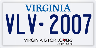 VA license plate VLV2007