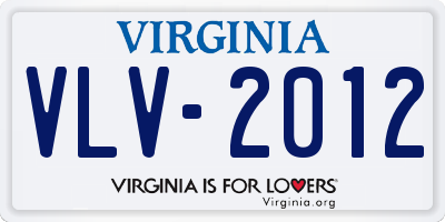 VA license plate VLV2012