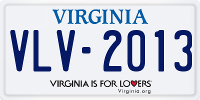 VA license plate VLV2013