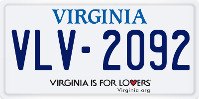 VA license plate VLV2092