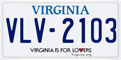 VA license plate VLV2103