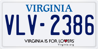 VA license plate VLV2386