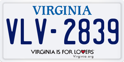 VA license plate VLV2839